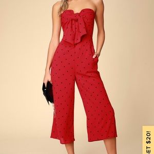 NWOT Lulus red strapless jumpsuit